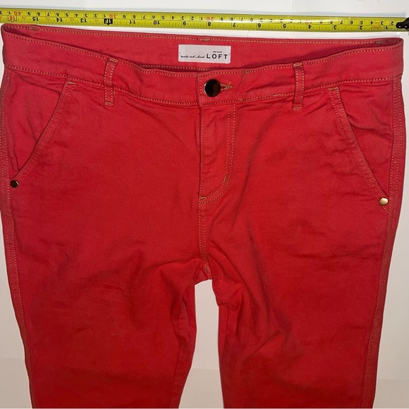 Loft by Ann Taylor Made & Loved straight cropped salmon/red colored jeans size 6 - Picture 9 of 15
